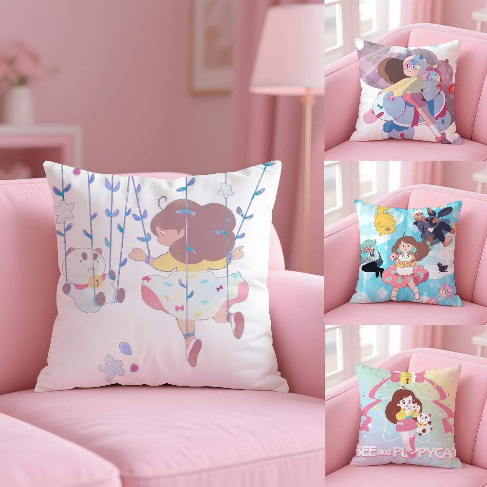 Чехол на подушку B-Bee и P-Puppycat Мягкий короткий плюш Двусторонний принт Домашний декор Машинная стирка Наволочка Подарок