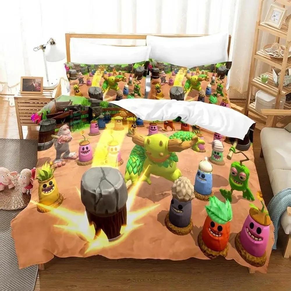 Игровой Комплект Постельного Белья My Singing Monsters Односпальный Полуторный Двуспальный Евро Размер Кинг Сайз Комплект Постельного Белья Для Спальни Взрослых Мальчиков Пододеяльник Комплекты Домашний Текстиль