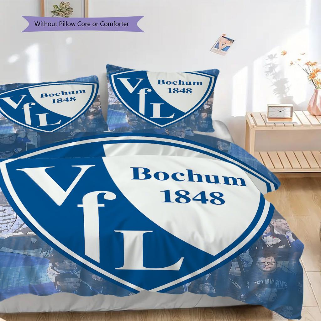 VfL Bochum 1848 Узор Комплект постельного белья Одеяло Покрывало Наволочка Домашний Декор Подарок на День Рождения (1 пододеяльник + 2 наволочки, без наполнителя)