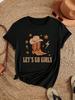 Women T-Shirt Vintage Cowboy Let'S Go Girls Printing Short Sleeve Teessummer Street Fashion Tops O-Neck Loose Female Clothes