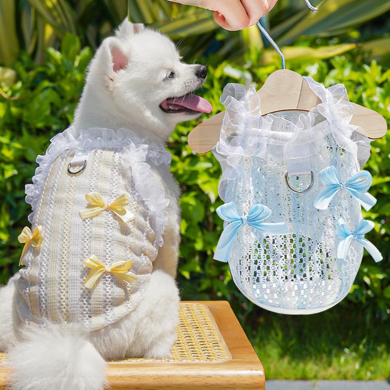 Pet Fairy Dress Cut-out Lace Vest Spring and Summer Dog Clothes Dog Clothes Cat Clothes Halter Top
