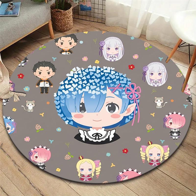 Re Zero Круглый ковер Ковер для гостиной спальни дивана игровой комнаты Декор Нескользящий коврик для пола