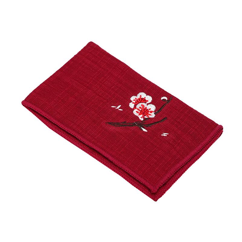Shangqi Embroidered Plum Blossom Linen Tea Towel