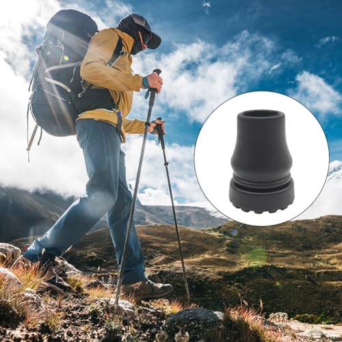 2 packs of 19mm (3/4 inch) black durable rubber cane heads, suitable for crutches, walking sticks, walkers