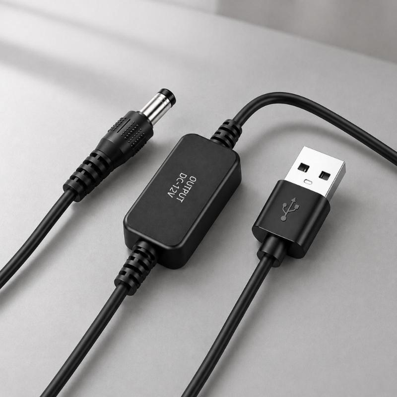Кабель-переходник USB 5 В на 12 В с разъемом DC5.5 мм и встроенным модулем преобразования для совместимого маломощного оборудования и резервных систем