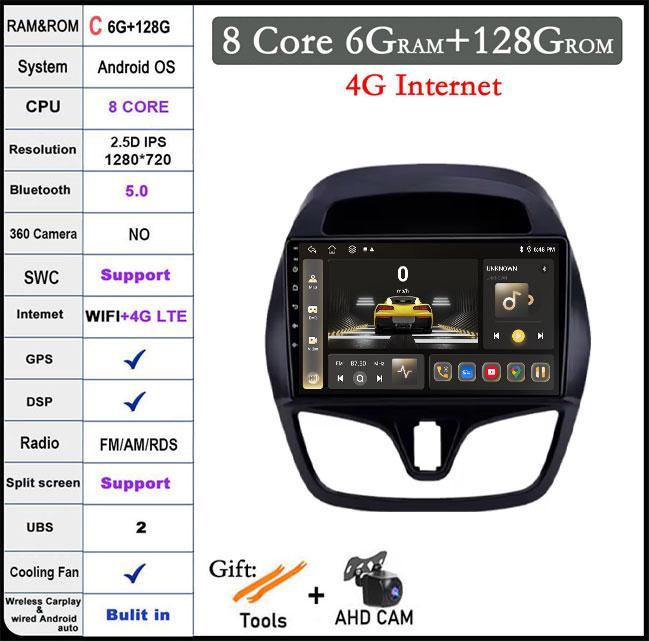 9-дюймовый IPS QLED для Chevrolet spark 2015-2018 DSP Android 14 автомобильный радиоприемник мультимедиа видеоплеер навигация стерео GPS монитор