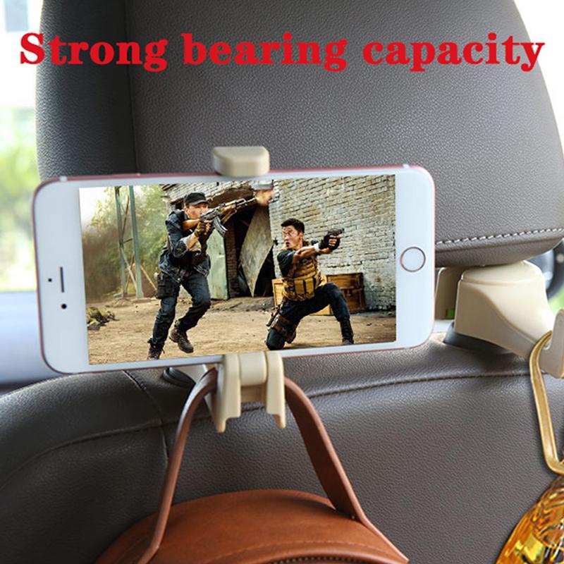 1PC Universal Car Headrest Hooks with Phone Holder Backseat for Phone Support Mobile Back Seat Kid Clip Stand