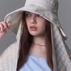 WHITE SANDS Check Waffle Airy Detachable Sunshade Scarf Floppy Hat Robe (5 Colors)