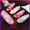 Girls' Hanfu Embroidered Dance Shoes, Traditional Chinese Style Costume Footwear, Old Beijing Cloth Performance Shoes