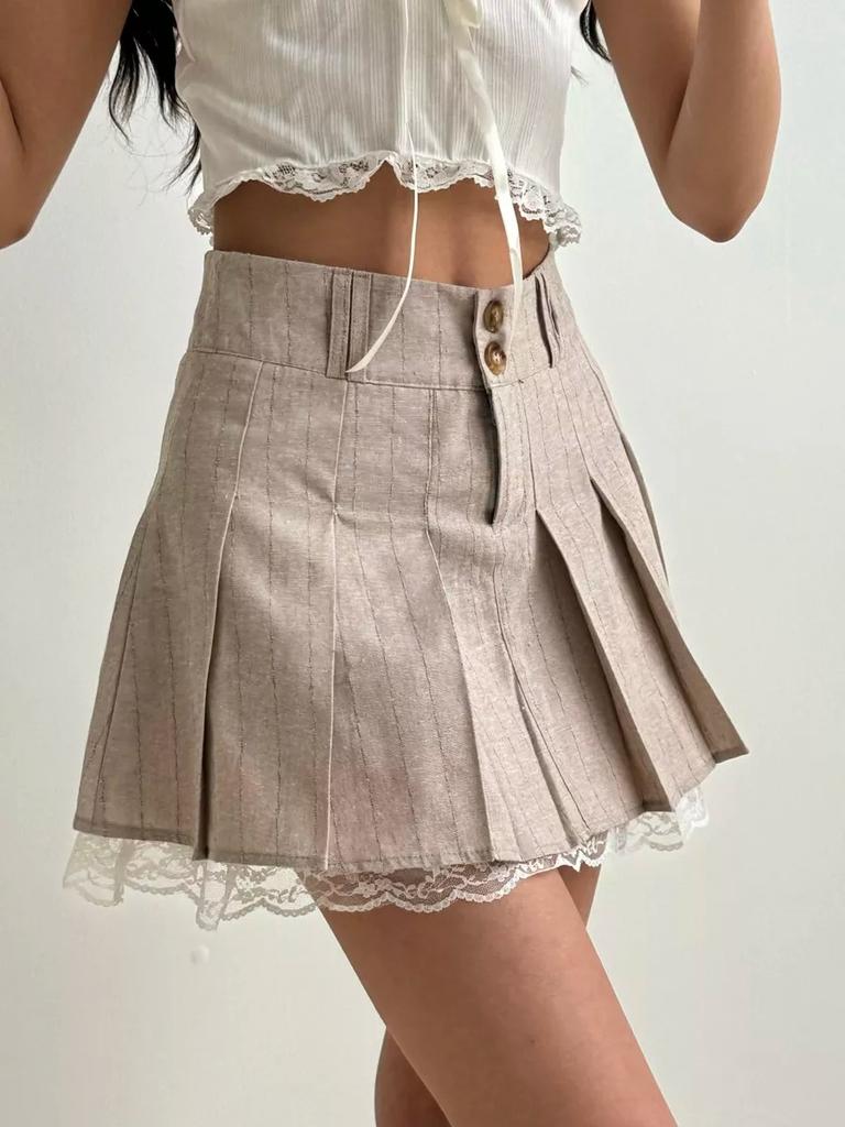 Плиссированная юбка женская кружевная кромка сексуальная мини-юбка летняя корейская мода женская повседневная уличная одежда винтажная одежда 2000 года