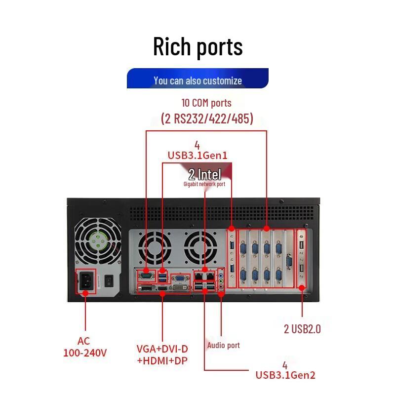 Dongtintech 4U Rackmount Industrial PC with 8th Gen Core i3 and GPU Support (CN version)