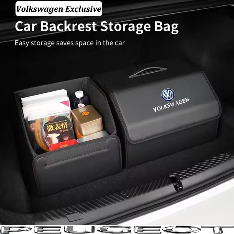 PU Leather Car Trunk Storage Bag Collapsible Camping Box For VW GTI Polo Golf MK6 Passat B6 Jetta Tiguan CC Taigo T-ROC Hub Cap