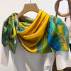 Elegant Striped Silk Scarf: Large Square for Women’s Spring & Autumn, Versatile Sunscreen, Mulberry Silk 90 Shawl