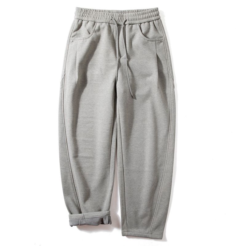 Fleece-Lined Warm Casual Pants for Men, Winter Thick Loose Wide-Leg Long Pants with Drawstring, Relaxed Lazy Style Straight-Leg Sweatpants