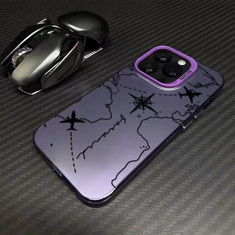 Silver Airplane Route Phone Case for Apple 17/16/15pro, 14promax, 13/12/11X