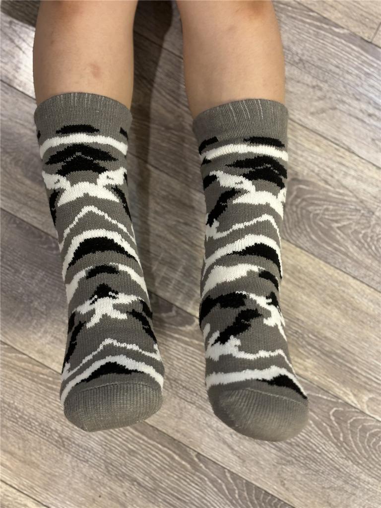 Winter Socks Mens Plush Thermal Leopard Warm Short Plus Velvet Non Slip Fluffy Floor Fuzzy Sock Male Camouflage Gift Christmas