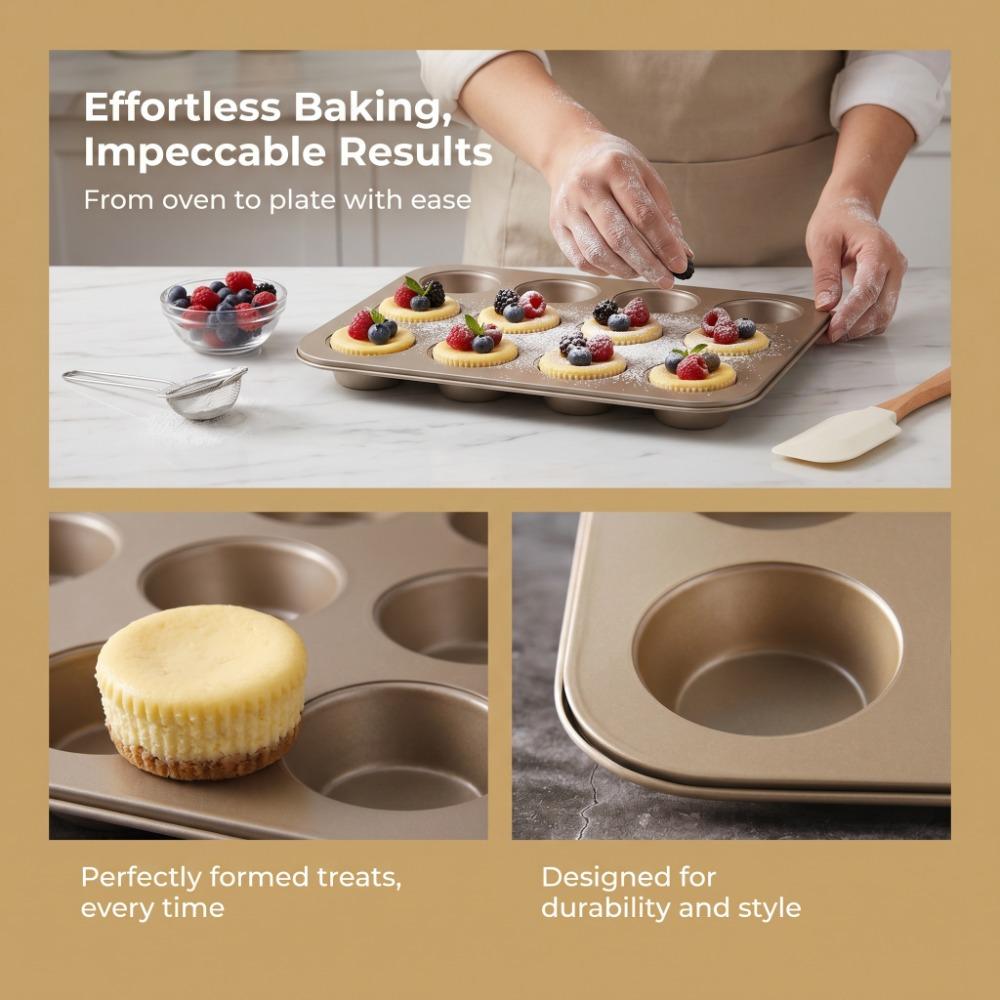 12-Cup Design Cupcake Tin Carbon Steel Bakeware Tray Tartlets Muffin Mold  Cupcakes Making