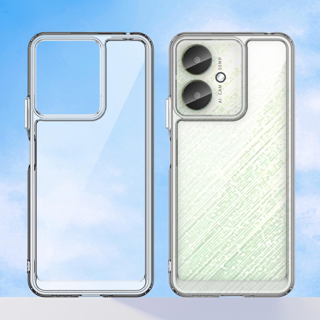 WANLONFENG MF Series Clear Case for Xiaomi Poco M6 5G/Redmi 13R 5G/13C 5G/13C 4G/Poco C65 4G TPU+Acrylic Cover with Tempered Glass Film