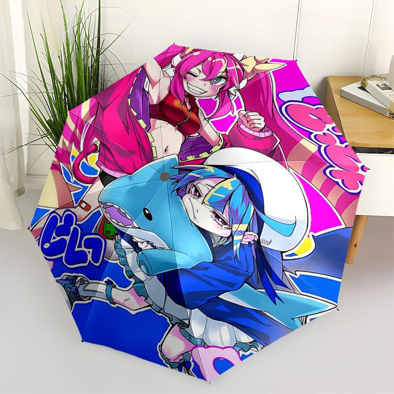 1pc Outdoor Umbrella with Anime Print - Automatic Opening/Closing, Portable 3-Fold Design, 8-Rib Iron Frame - Perfect Gift for Fans, Travelers, E
