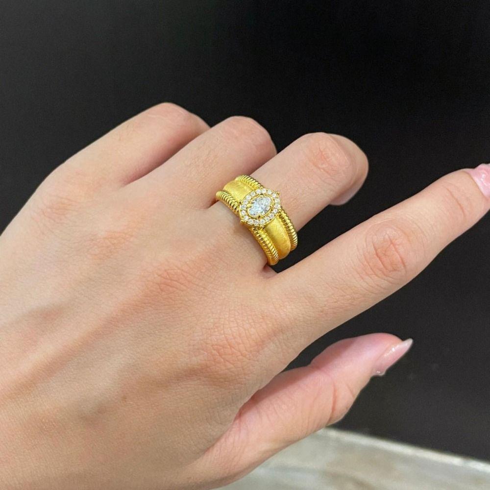 Vintage Crystal Split Ring Unique Adjustable Finger Rings Retro Pearl Opening Rings Female