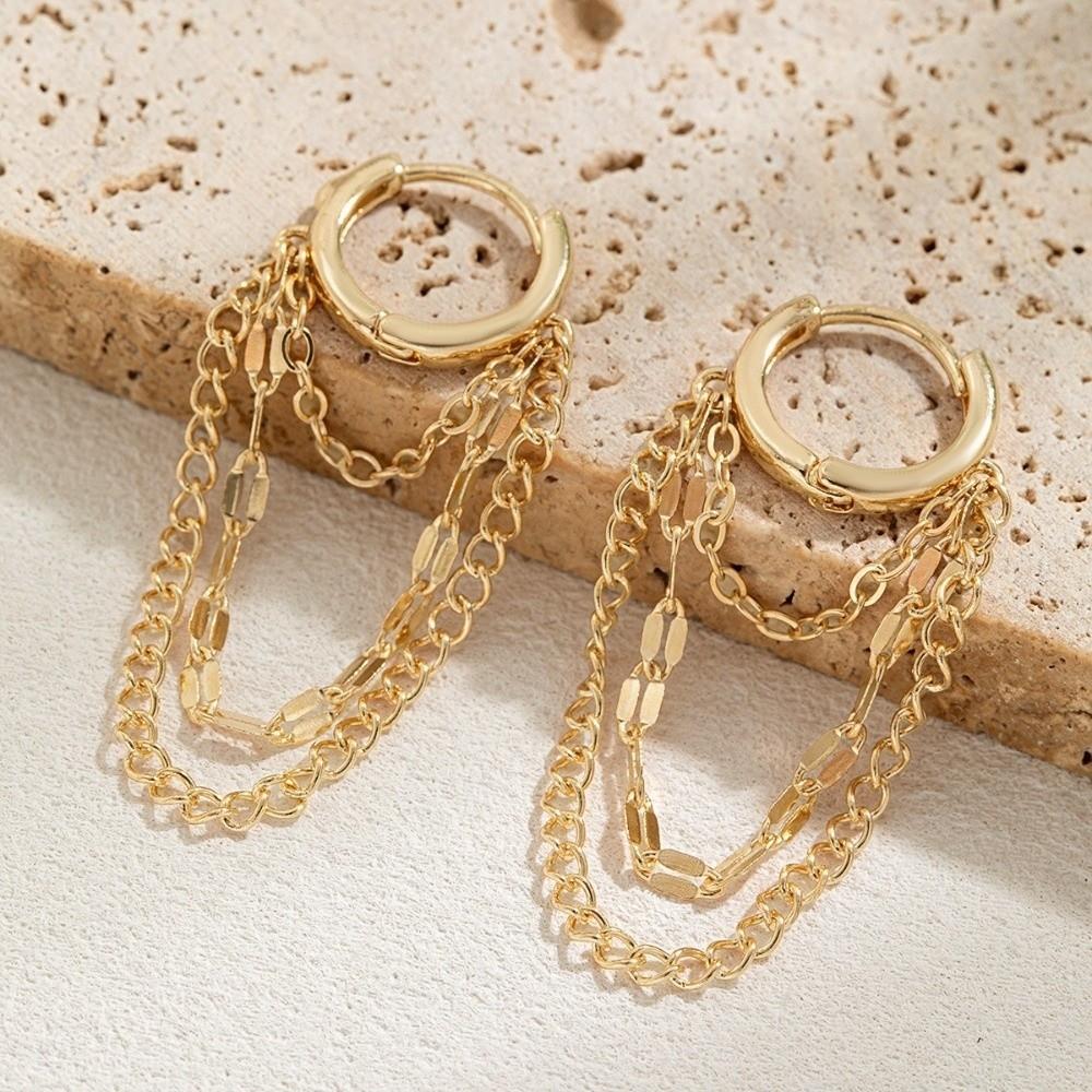 Zinc Zinc Alloy Chain Earrings Hypoallergenic Dangle Drop Earrings Temperament Ear Cuff  Daily Wear