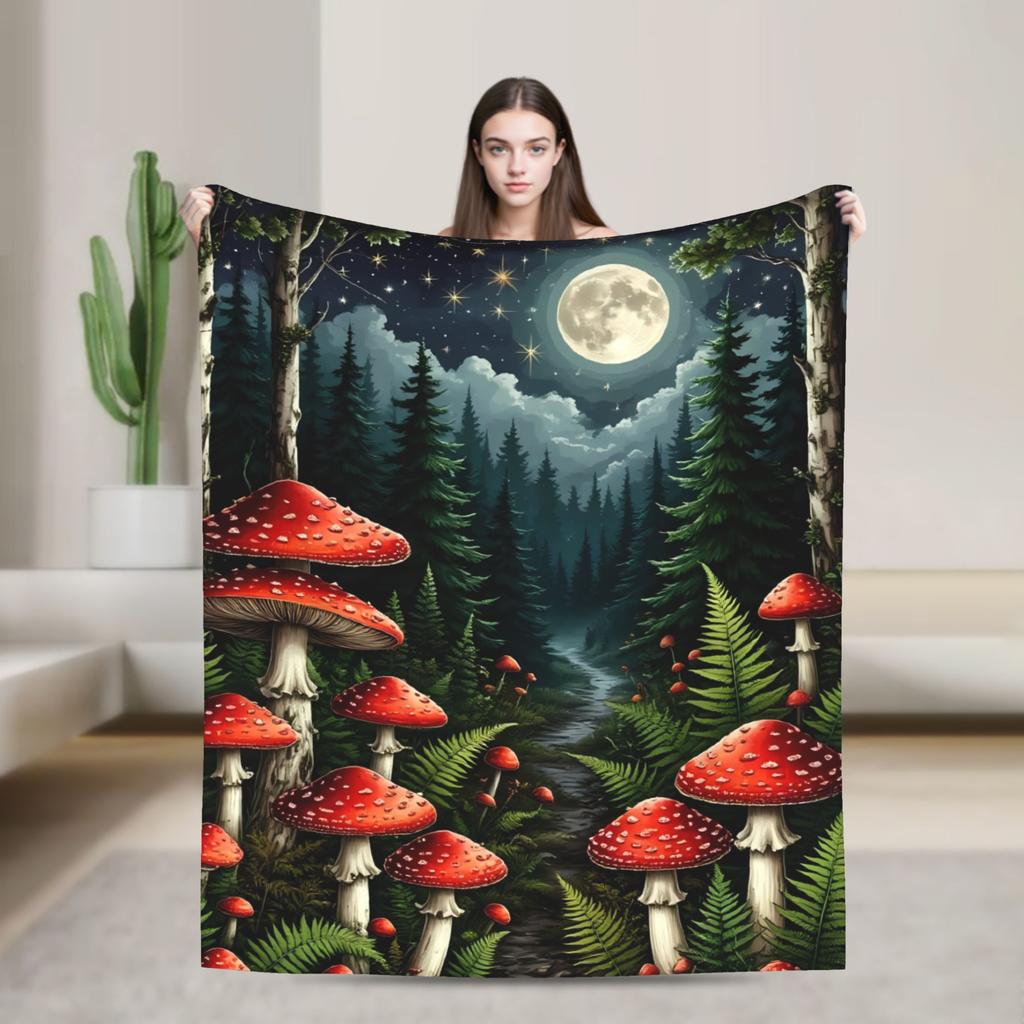 Dreamy Forest Mushroom Blanket Quality Warm Bedding Throws Winter Airplane Travel Couch Bed Street Trend Bedspread