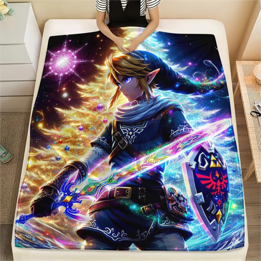 1 шт. Фланелевое одеяло с принтом Link из Zelda, Высококачественное, Удобное для всех сезонов, Декор для дома, Тепло и уют, Идеально для рождественских подарков
