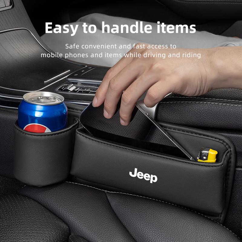 Leather Car Seat Gap Storage Box Gap Side Storage Box for Jeep JPB Renegade Wrangler JK Compass Grand Cherokee Gladiator AKS1