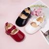 Туфли Мэри Джейн на плоской подошве для маленьких девочек с бантом на мягкой нескользящей подошве. Туфли принцессы для первых ходок из искусственной кожи. От 0 до 18 месяцев.