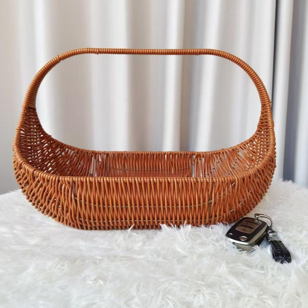 Imitation Rattan PP Picnic Basket Simple And Sturdy Comfortable Grip Handheld