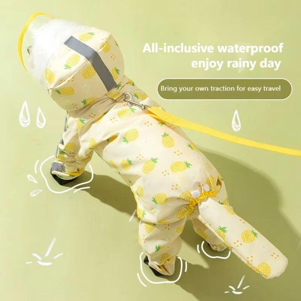 Водонепроницаемый дождевик с капюшоном для собаки Светоотражающий четырехлапый дождевик Одежда для маленьких собак Бульдог