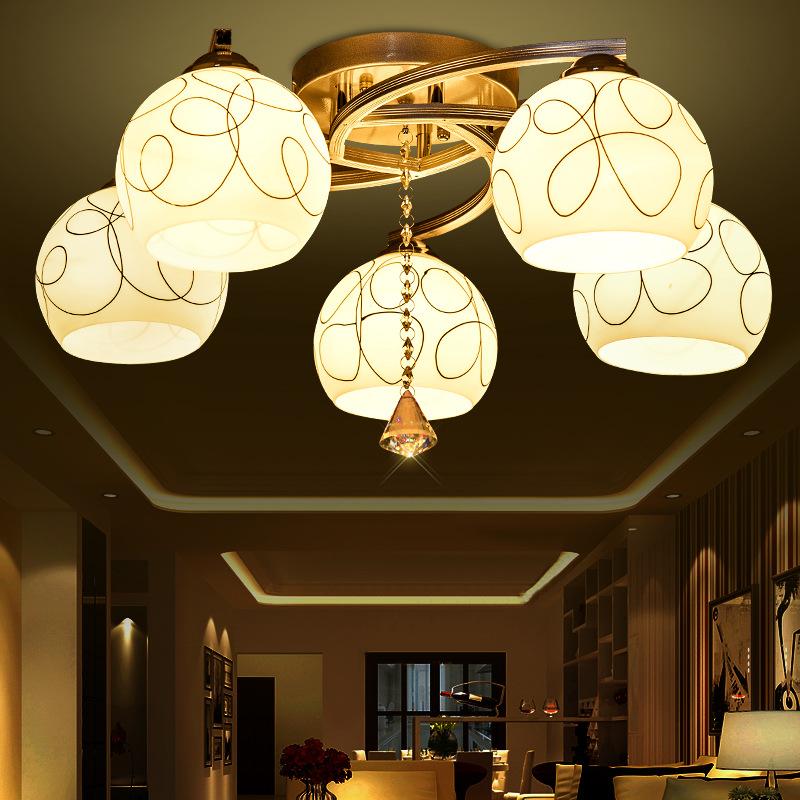 Хрустальная люстра в европейском стиле, современная простая лампа для спальни из алюминиевого сплава, гостиная, балкон, кухня, ванная комната, ресторан, потолочный светильник