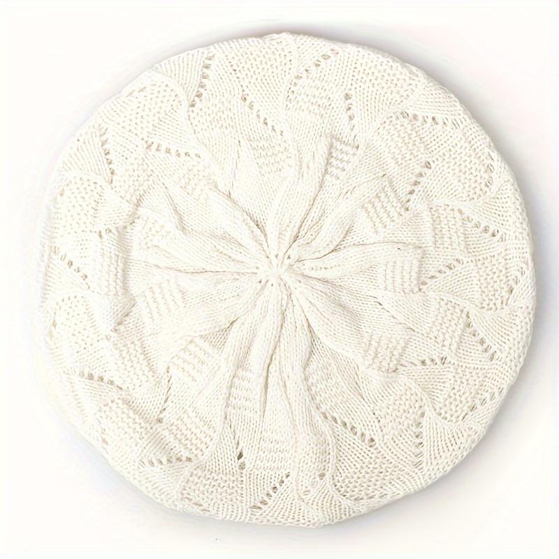 [Элегантная вязаная шапка ручной стирки] Шикарный вязаный берет для женщин на все сезоны - Легкий, дышащий, 100% полиэстер, только ручная стирка