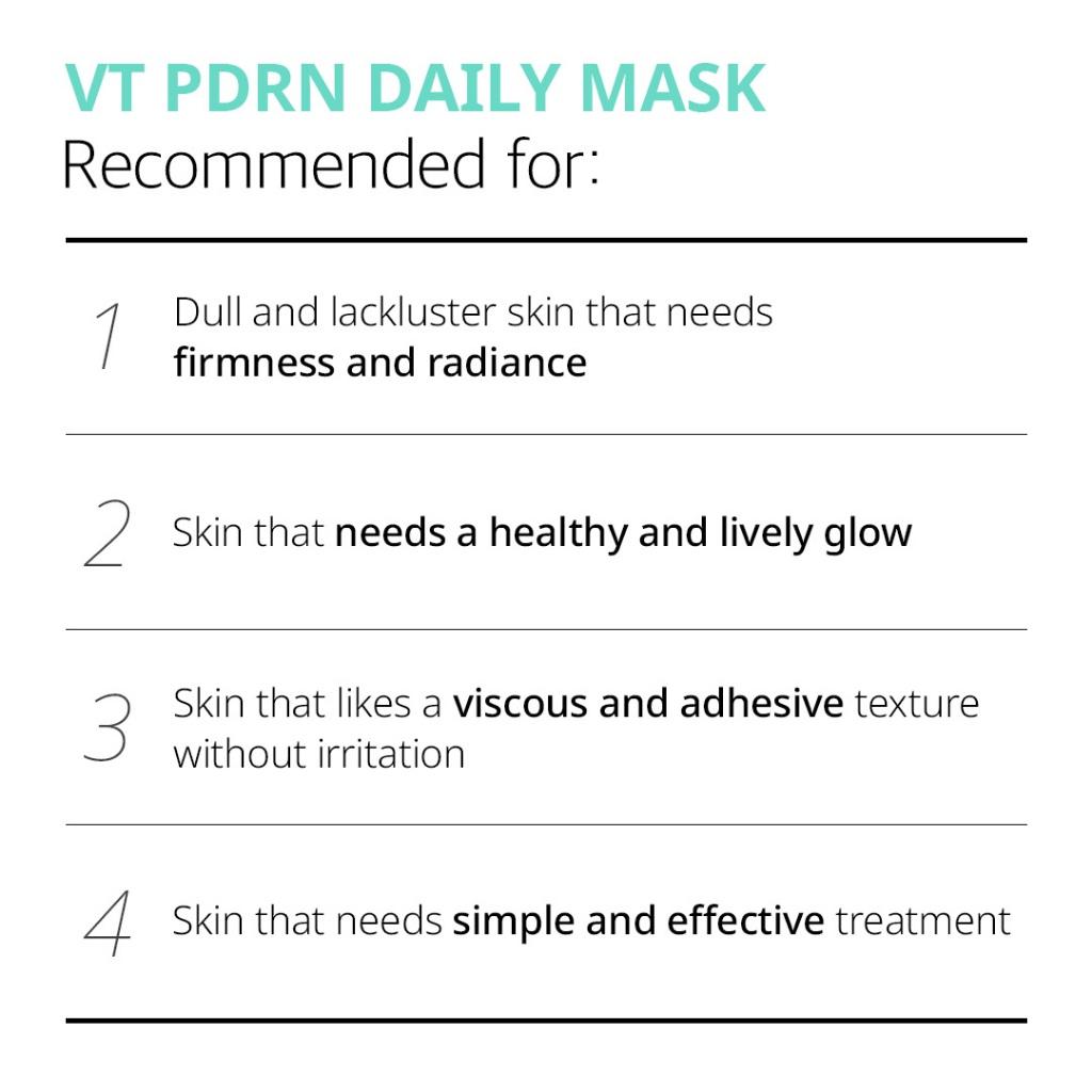 VT PDRN Daily Mask 30 шт. Растительная веганская маска PDRN, Radiance Care