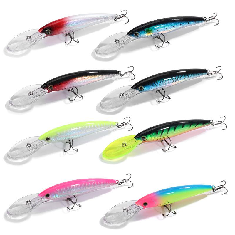 3D Painted Steel & ABS Artificial Minnow Fishing Bait Floating Hard Lures with Fish Eyes for Pike Trout Lake Fishing