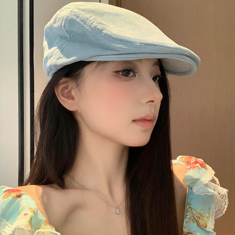 Японские новые простые нишевые береты синего цвета Casp для женщин, летние тонкие универсальные шляпы Show Face, маленькие ретро-литературные шляпы Forward