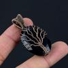 Tree Of Life Black Spinel Gemstone Copper Wire Wrap Handmade Pendant Jewelry For Gift
