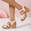 Sandals Women's Summer New Fish Mouth Thick Heel Buckle Large Size High Heel Sandals
