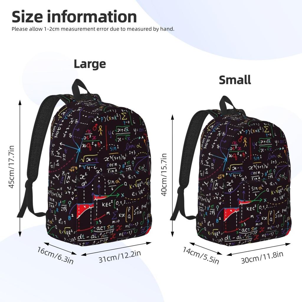 Colorful Math Formulas Backpack Hot Sale Daypack Large Capacity Boys Girls BookBag School Bag Shoulder Bags for Men Women