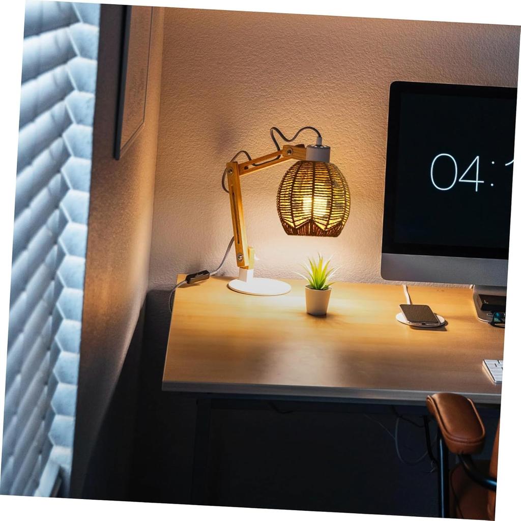 Rattan Lamp Shade Small Boho Shades Replacement - Pendant Sconce Shade Ceiling Fan Light Covers Round Woven Lampshade for Floor Lamps Pendant Light