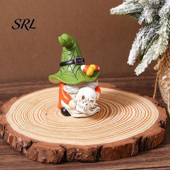 Outdoor Gnome Decoration Halloween Witch Hat Figurine, Mini Wizard Resin Dwarf Sculpture Statue, Ornament for Indoor Holiday Decor Spooky Party