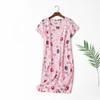 Plus Size Summer Women Nightdress Short Sleeve Cute Cartoon Sleepwear Sweet O Neck Nightgowns Pyjamas Lady's Cotton Sleepdress