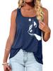 Women Fashion O Neck Print Tank Top Summer Casual Sleeveless T-shirt