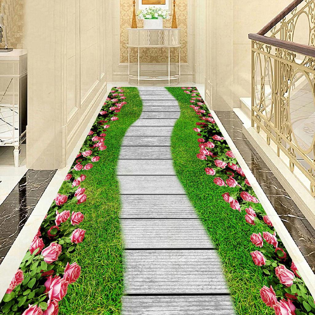 3D Цветочные лестничные ковры Коврики для коридоров Коврик для длинных проходов для входа / прихожей Коврики для пола с противоскользящим покрытием
