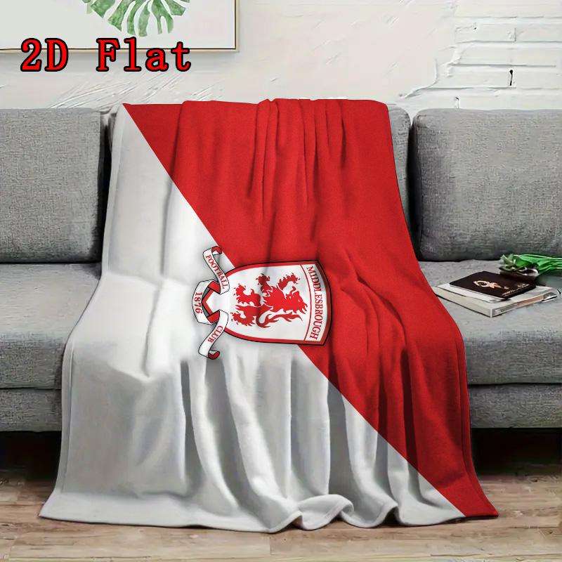 Middlesbrough F.C 2D Flat Pattern Flannel Blanket High quality All Seasons Warmth and Comfort Perfect for Christmas Gifts.DMT0925449