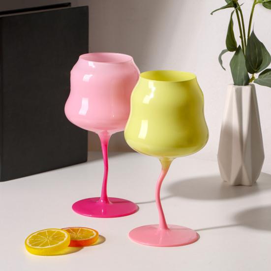 yangyizhi Glass Goblet, Wave Cup, Creative Decorative Cocktail Glassware, Novelty Bar Goblet Tool for Wine Cocktails Juices