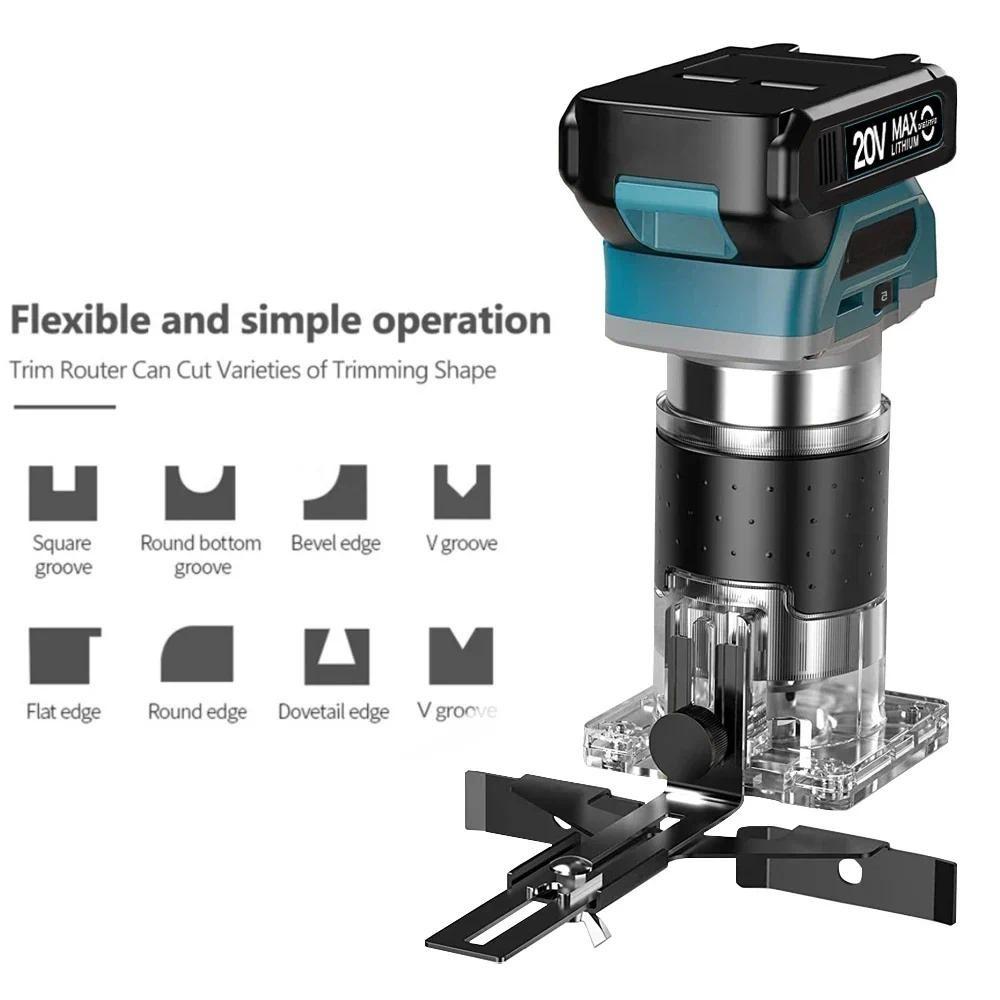 3300 об/мин Аккумуляторный Портативный Фрезер по Дереву Деревообработка Гравировальный Пазовальный Станок Бесщеточный Электрический Ручной Триммер