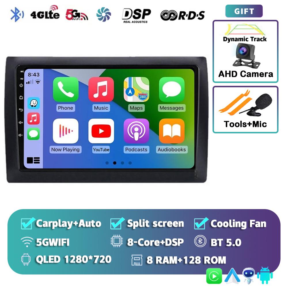Android 14 Автомагнитола с CarPlay для Fiat Stilo 2001-2010 Мультимедийный видеоплеер GPS-навигация 4G+WIFI Стерео Аудио Головное устройство