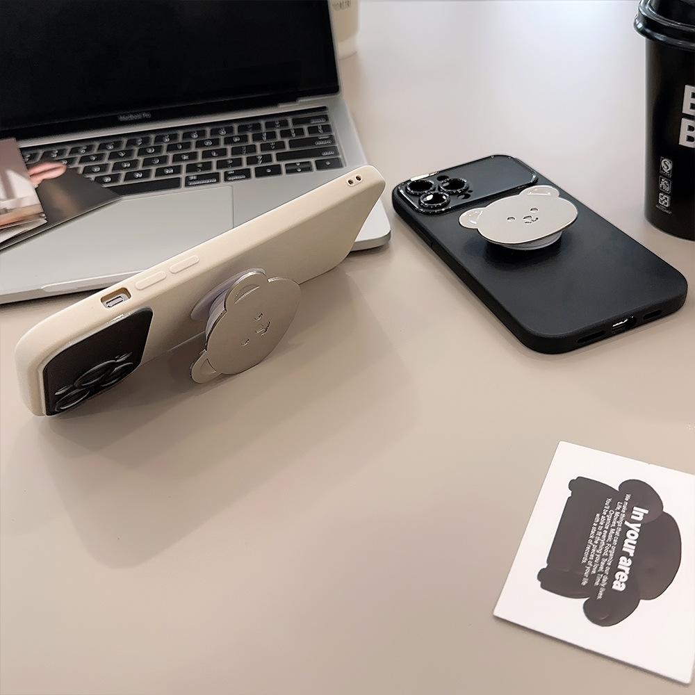Металлический кронштейн-медведь Подходит для чехла iPhone 13ProMax iPhone 15 Мультяшный 14 Всесторонний 16 Мягкий Huawei