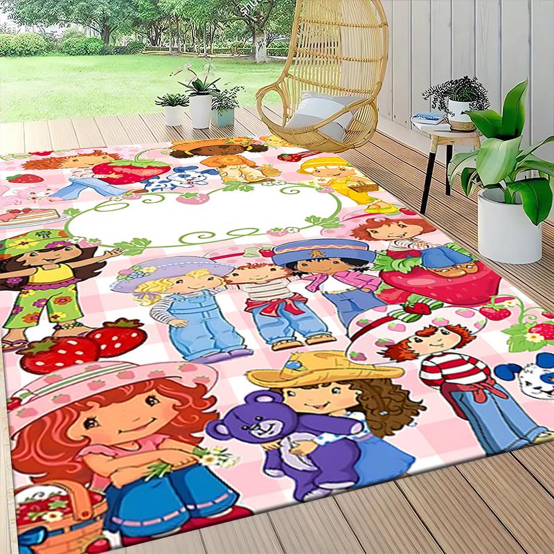 1Pc Strawberry Shortcake'S Sweet Adventure Carpet Rug Customizable Soft Washable Antislip Home Living Room Sofa Mats Personalized Rug 0917257